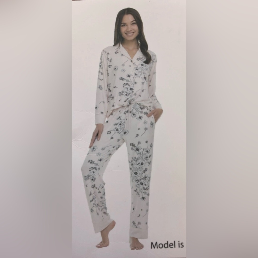 Flora Nikrooz Women's‎ Satin Trim Notch Collar PJ Set | Pink | Sz XXL